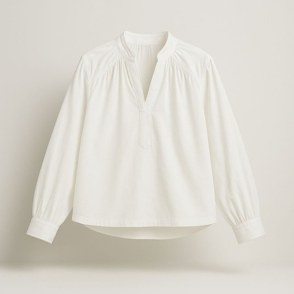 Madewell Shirred Long-Sleeve Top Women's XS Eyelet White Boho Lightweight Blouse